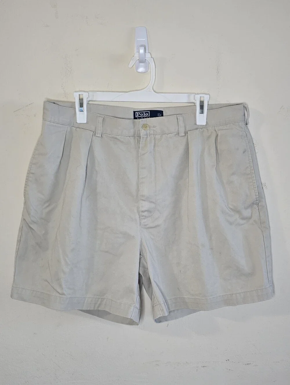Polo Ralph Lauren Andrew Shorts Men's Size 36 Tan Pleated Chino Preppy Classic